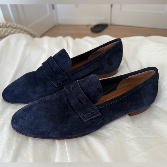 Margaux Penny Suede Navy Deep Blue Loafers | New | 41W - Picture 7 of 13